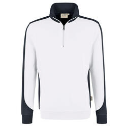 HAKRO Zip-Sweatshirt Contrast Mikralinar® 476-001 weiß/anthrazit